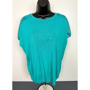 Trisha Tyler Women's Size Small Short Sleeve Tunic Top Blue Lagenlook Minimalist